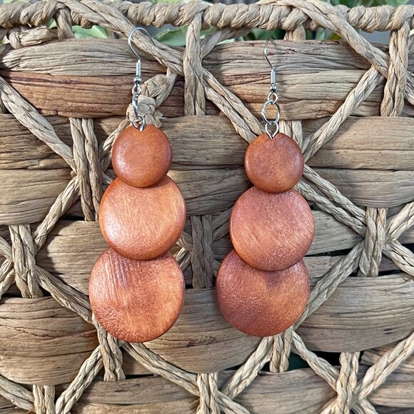 Style Bohemian Jewelry - Style Bohemian Natural Light Wood Exaggerated Long Dangle Fish Hook Earrings